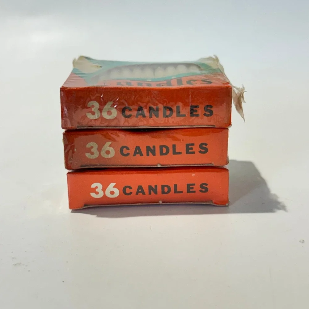 NEW Vintage Peacock Birthday Candles Lot of 3 Boxes 36ct Blue White Yellow Japan